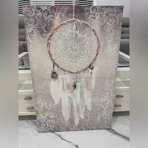Dreamcatcher Wall Art with Pink and White Accents